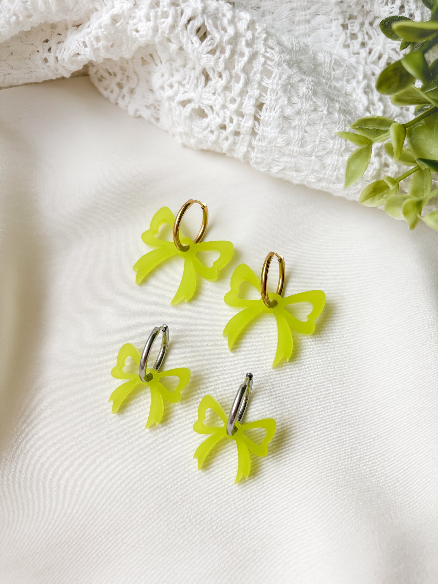 Rusetti korvakorut, vihreä